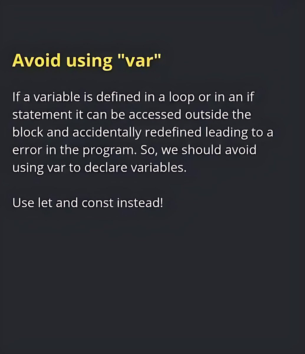 11xcoder's tweet image. Level Up Your Vanilla JS Skills! 🚀

Stop making rookie mistakes and start writing JavaScript that&apos;s fast, clean, and scalable. This quick guide covers performance tricks and modern coding standards 

#webperformance #javascript #codingtips #developerlife #jsdeveloper