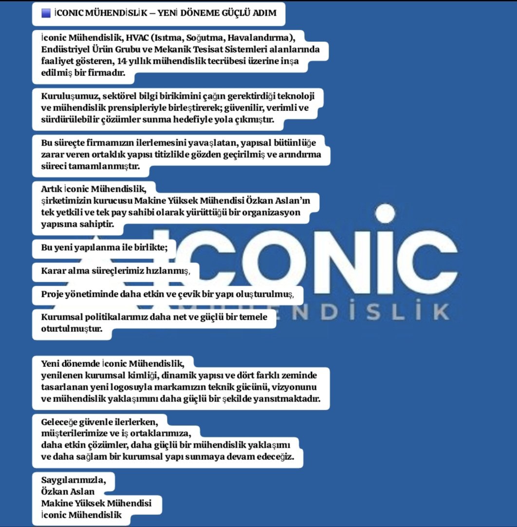 iconicklima's tweet image. İconic Mühendislik - Yeni Dönem Yeni Adım Yeni Mühendislik Yeni Projeler Yeni Misyon Yeni Vizyon