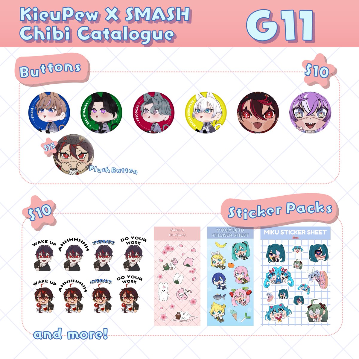 KieuPew's tweet image. WHOOOOOOO!!!

I&apos;ll be at the first ever Smash Chibi with my girlie

I&apos;m hosting 2 stamp rallies so stay tuned! (´ ∀ ` *)

If you&apos;re interested in preorders feel free to DM me and pick up at the con (≧◡≦)

#SmashChibi2025 #SmashChibi #SmashCon #Catalogue