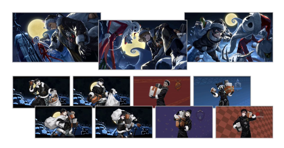 Twisted Wonderland Nightmare Before Christmas Forst Christmas event card designs!!! 🎄🎅