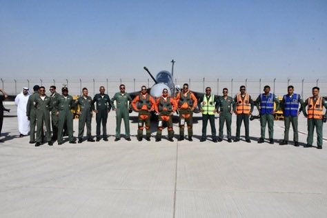 Def_PRO_Chennai's tweet photo. #IndianAirForce contingent comprising #Suryakiran Aerobatic Team & #Tejas fighters landed at #AlMaktoum Airbase for the 17-21 Nov ‘25 #DubaiAirShow. The global event with participation from over 100 Air Forces, aims to enhance interoperability, operational edge & foster coopn. https://t.co/9uRKnFjrTh