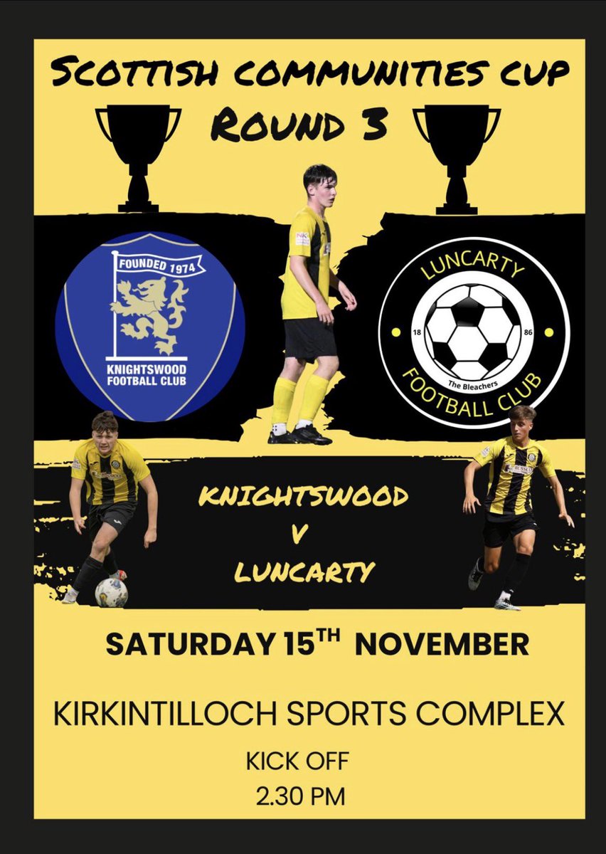 Game day

Today we are on our travels to play <a href="/KNIGHTSWOODFC/">Knightswood FC</a> in <a href="/scottishjuniors/">Scottish Community FA</a> Cup 3rd Round. Kick off 230pm