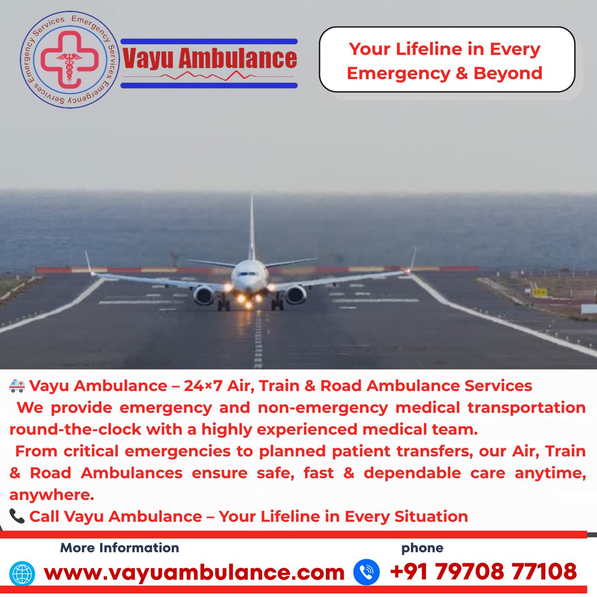 When every second matters, Vayu Ambulance Service is always ready to serve with experienced medical teams and fully equipped ambulances.
We provide complete bed-to-bed patient transfer to ensure safe and comfortable shifting anytime, anywhere.