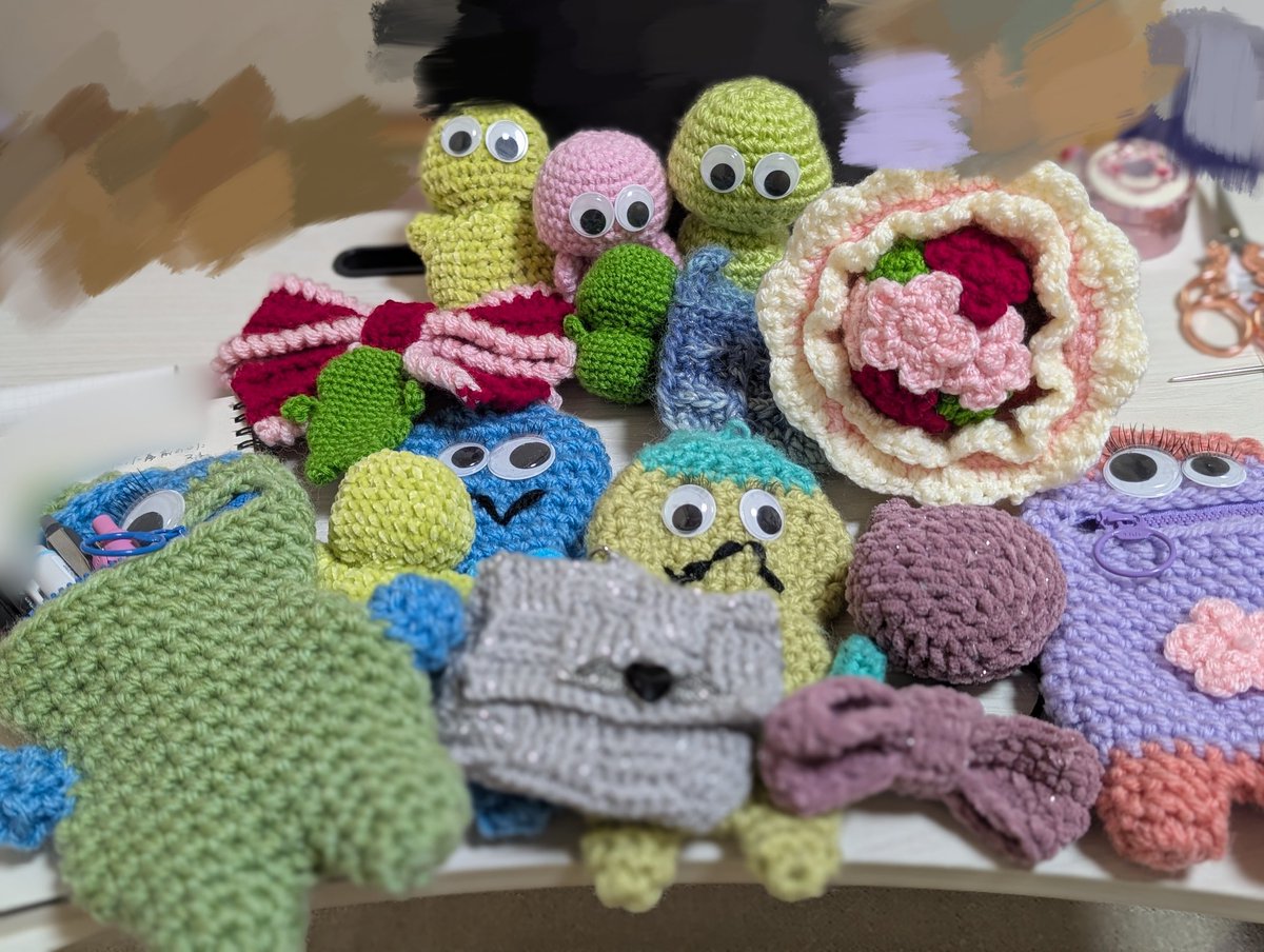 最近編んだものたち🫶🏻💗 いつかハンドメイド販売できるように 少し