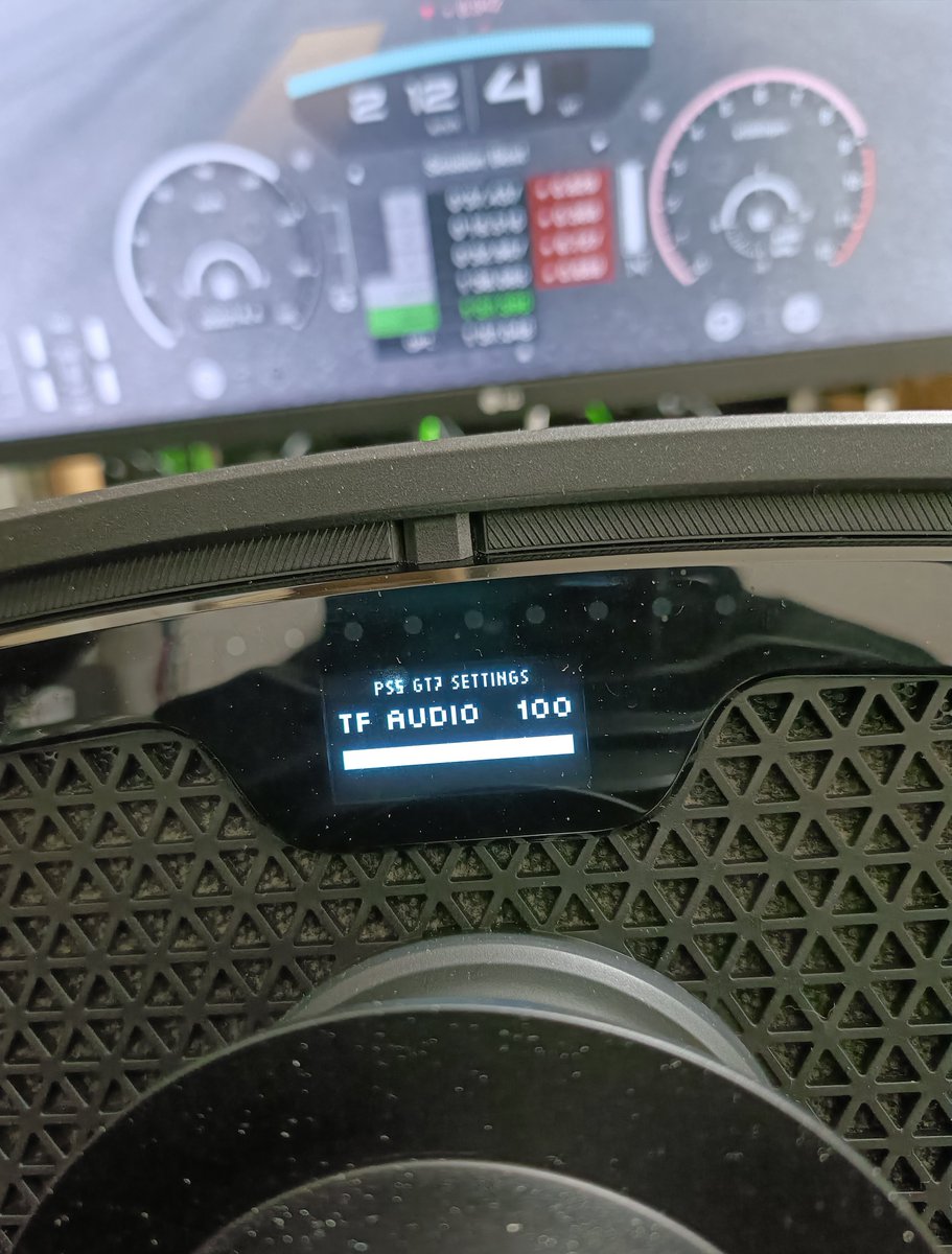 kamezo771's tweet image. まだPS5の #GT7 でしか確認してませんが
ロジさんのプロホイールのTF AUDIO設定
電源切ると100に戻っちゃいますね😿
#logicoolG