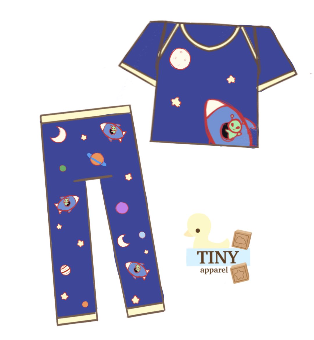 Introducing the Space Explorer Pjs! 

Right now, I’m working on a new design and playing around with the idea of making the top and bottom a little different! I’m thinking the top wouldn’t be an all-over print but would instead include some fun appliqué elements! I feel like it