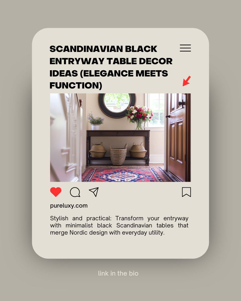 PureLuxy's tweet image. Minimalist, moody, and mighty functional—discover how a black Scandinavian entryway table transforms your first impression. 🖤🪑
pureluxy.com/scandinavian-b… 
#ScandinavianDecor #BlackFurniture #EntrywayDesign #NordicStyle #MinimalistHome #ModernMinimalism #FunctionalDecor
