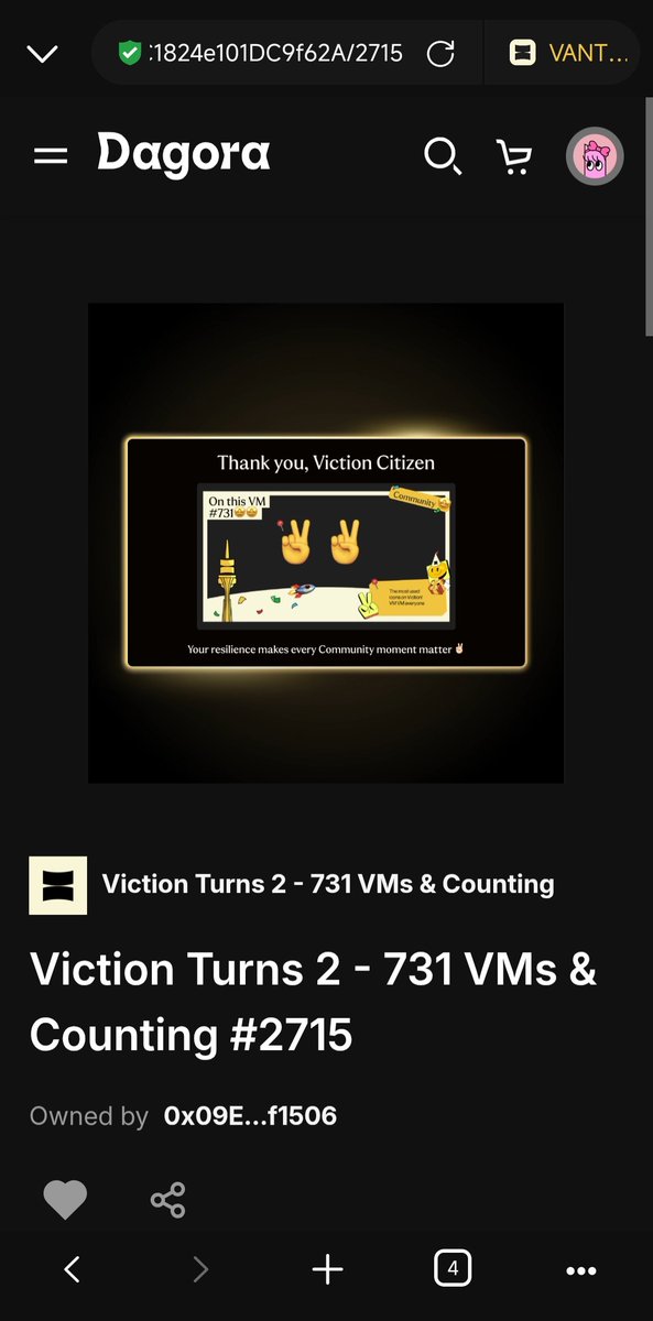 ramiqius's tweet image. Finally i make it 
complete all 4 
🧱 Foundation 
🌱 Ecosystem 
💫 Community
 🌍 IRL

So you guys just need viction  (gassfee) to mint NFT on Dagora, and thats random guys. 
@VictionEco @BuildOnViction

0x09EA31138375D597751884b35E1e205d802f1506 

 #731VMsNFT #VictionTurns2