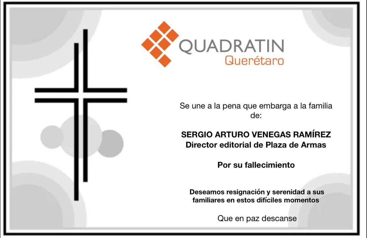 Lamento mucho el fallecimiento de <a href="/sergiovenegasr/">Sergio A. Venegas Ramírez</a> ¡Hasta siempre Armero!