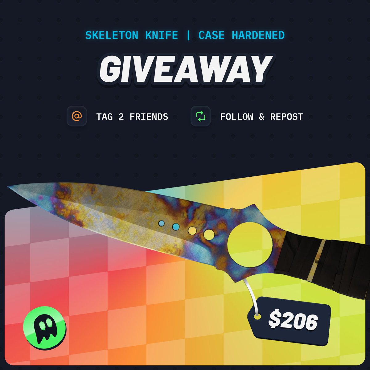 TitanHoloCS's tweet image. To celebrate the launch of their new marketplace, Skins.com has given me a knife to give away! 🤩

🎁 Skeleton Knife | Case Hardened

👥 Follow @skinscom &amp;amp; @TitanHoloCS
🔄 Repost
🤝 Tag 2 friends

🧷 Ends in 7 days