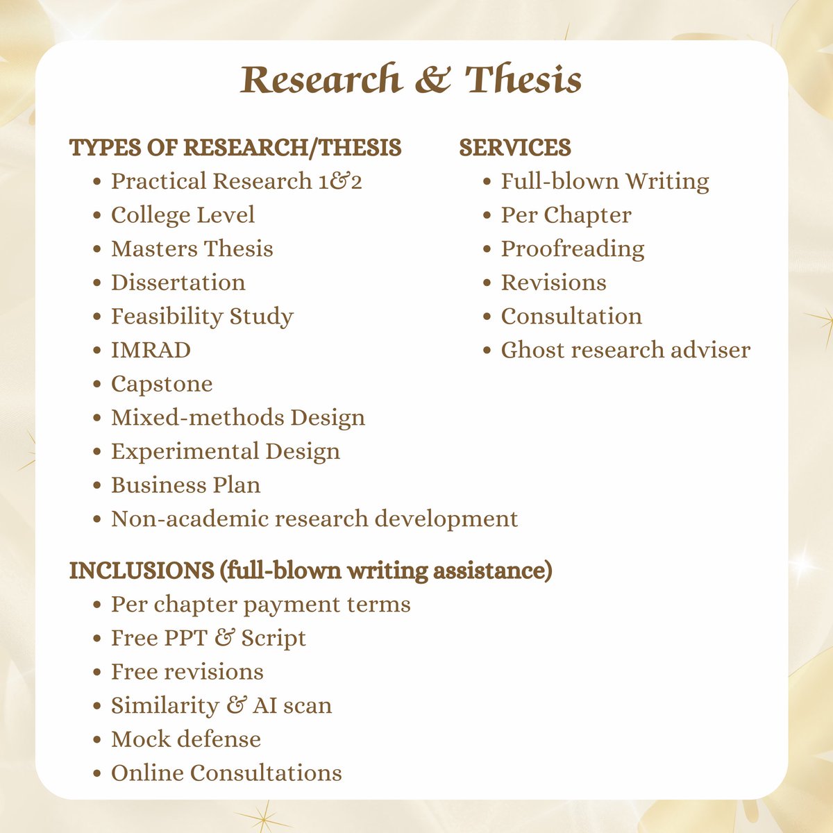 acadswithaly's tweet image. I am accepting research and thesis writing assistance from high school, college, masters, and dissertation level. I have been writing full-blown papers since 2019, with total of 24 full-blown defended research and thesis papers! Writing assistance comes with consultation and…