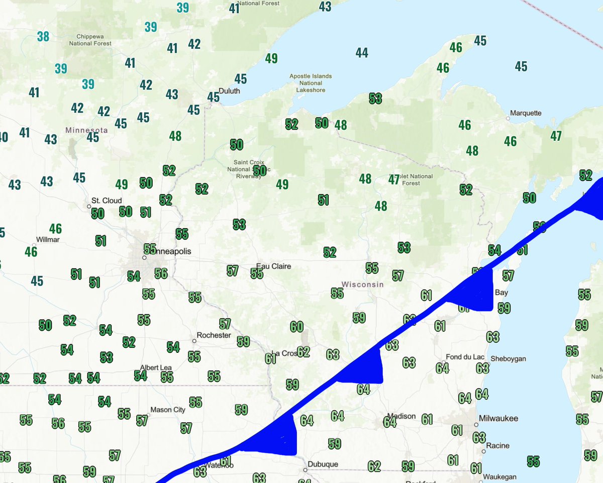 Nice and mild here in SE WI ahead of the cold front. Get some late season yard work done today while it's mild out. 

Temps start to fall around sunset and will only reach the mid 40s on Sunday.