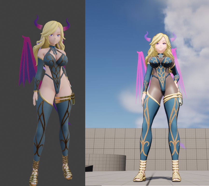 I'm working on something a bit different this time... I am  making a small lewd game with my OC. 
Modeler credit: <a href="/AnotherParfait/">AnotherParfait does 3D art - comms inquiry open -</a> 
I adjusted it to work with my cel shade look in unreal engine. Lets see how far I get! I don't have a name for her yet...