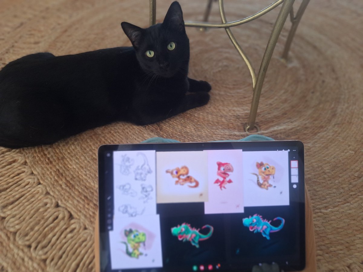 Erkli__Deniz's tweet image. And of course we have the #making #process &amp;amp; my magical sweethearts ☺️🥰🐱😻💖💜🤍💗❤️‍🔥💛❤️‍🔥 #creaturedesign #dinosaur #characterdesign #conceptart #artistsonX 🪄✨️🦕🦖