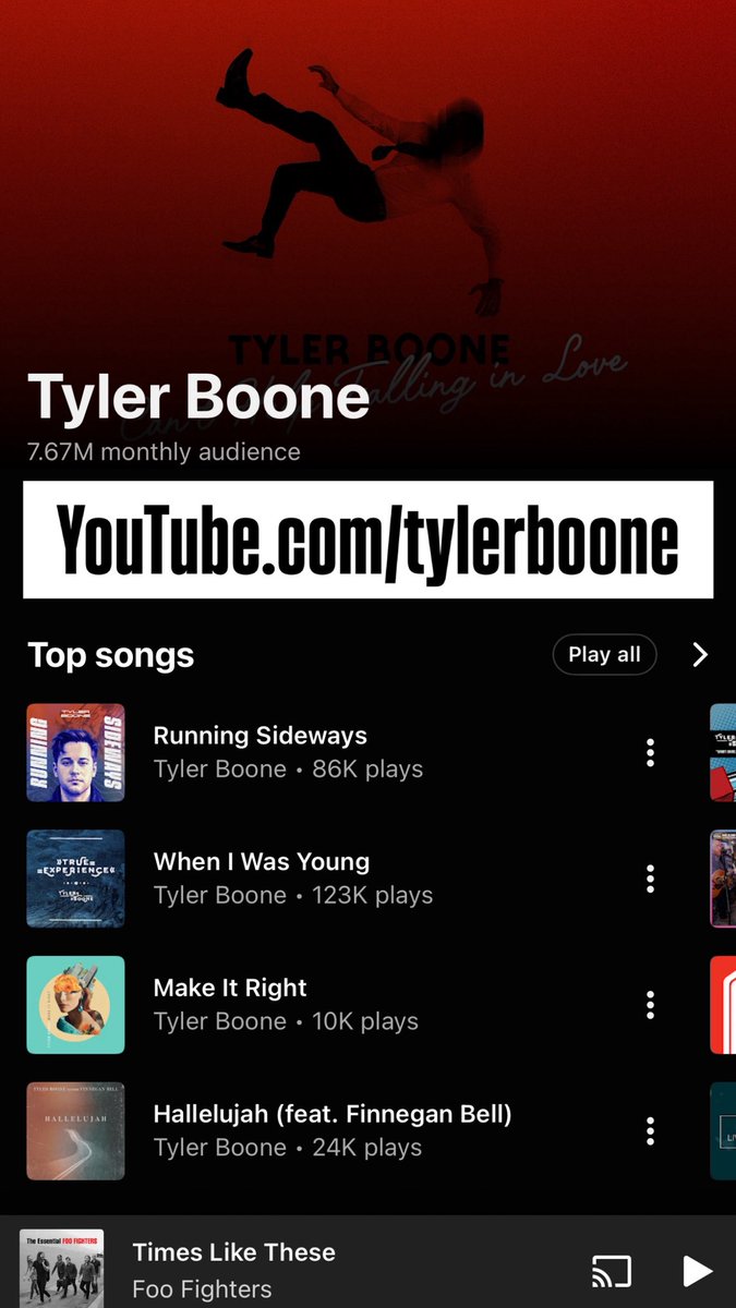 8 million monthly listeners on YouTube…this is getting wild <a href="/youtubemusic/">YouTube Music</a> <a href="/YouTube/">YouTube</a> <a href="/YouTubeCreators/">YouTube Creators</a> 

YouTube.com/tylerboone

#youtube #youtubemusic