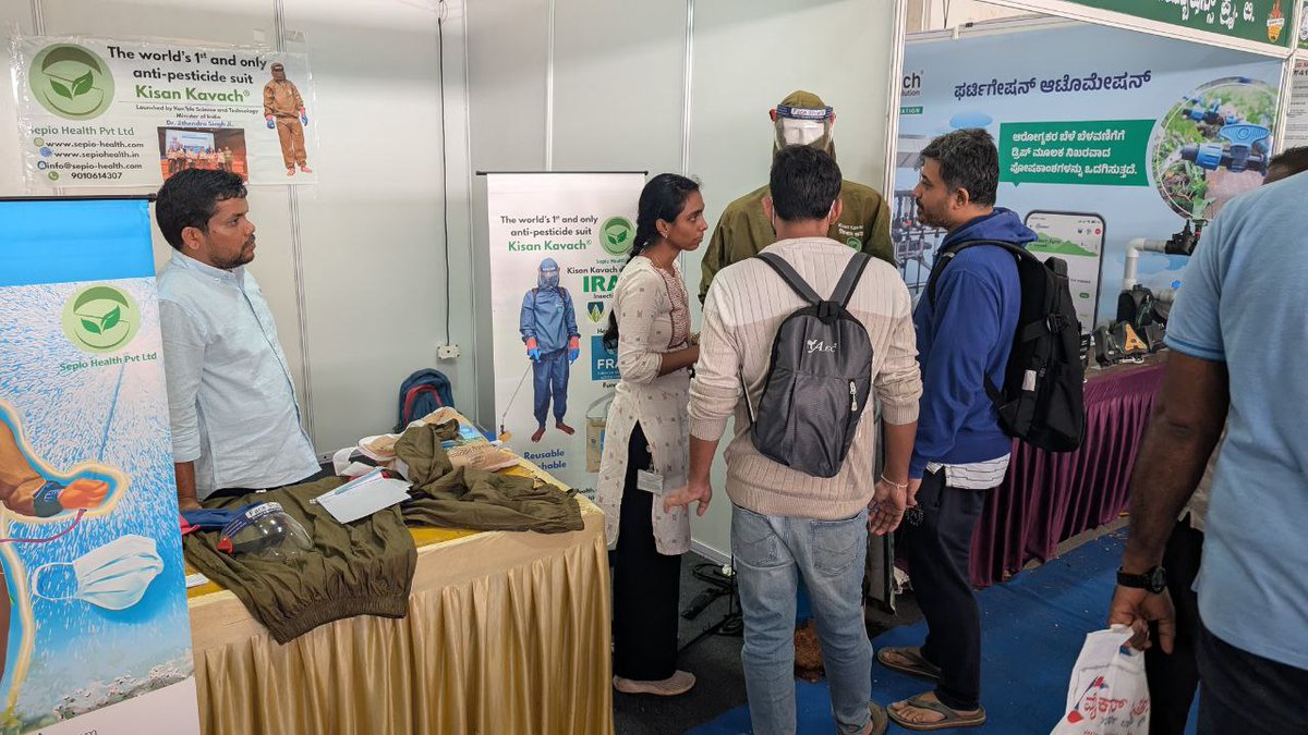 PKVLab_InStem's tweet image. Proud to showcase the world’s first anti-pesticide suit #KisanKavach at #GKVKKrishiMela2025 organized by University of Agricultural Sciences!  @Sepiohealth @DBT_inStem @DBTIndia @AgriGoI @pkvemula #AgriTech #FarmersSafety #Agriculture #Health