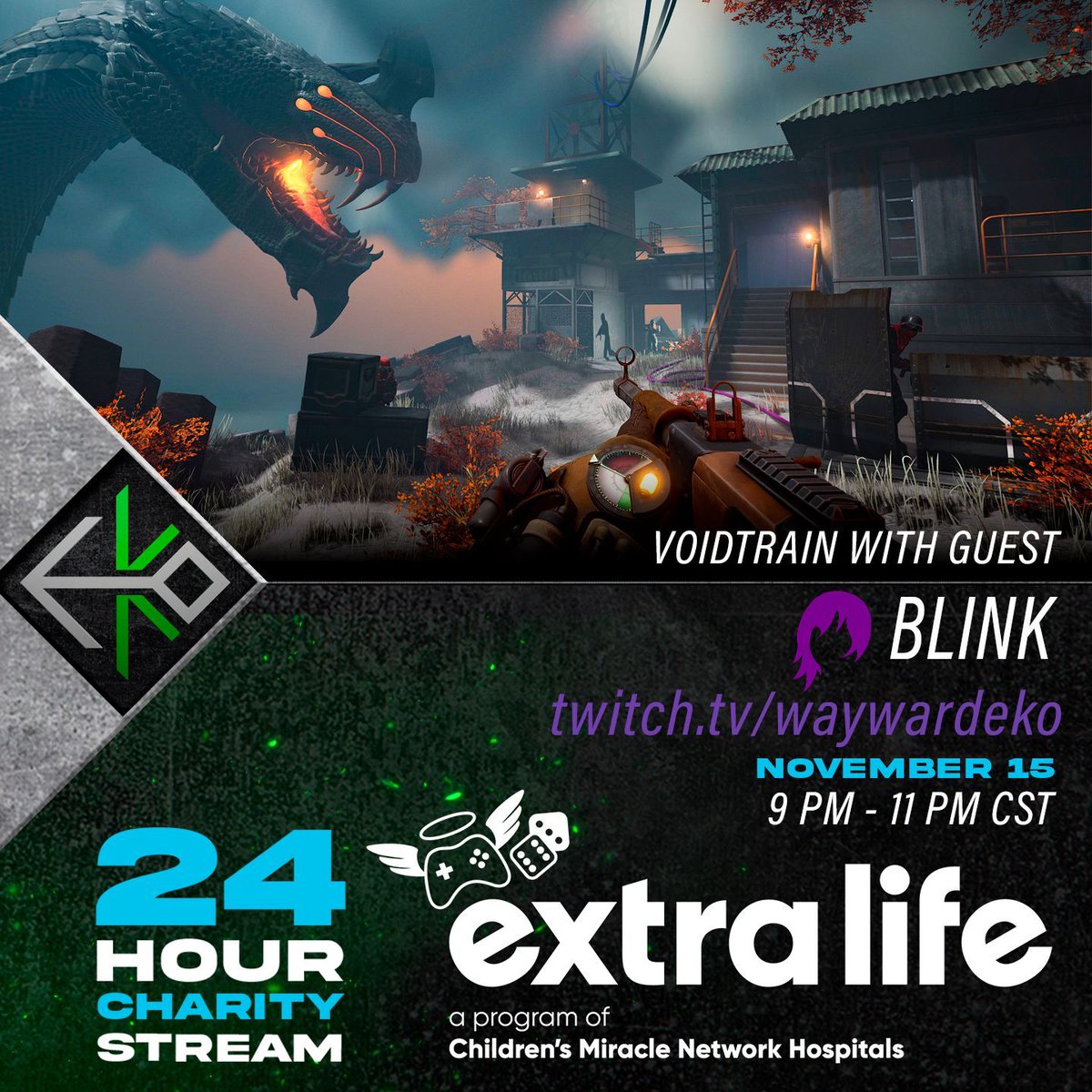 blinkblinkgames's tweet image. Tonight, during the second part of stream, I&apos;ll be joining @WaywardEko to help celebrate his 24hr @ExtraLife4Kids stream! ... We&apos;ll be checking out the new newly 1.0 release of @PlayVoidTrain