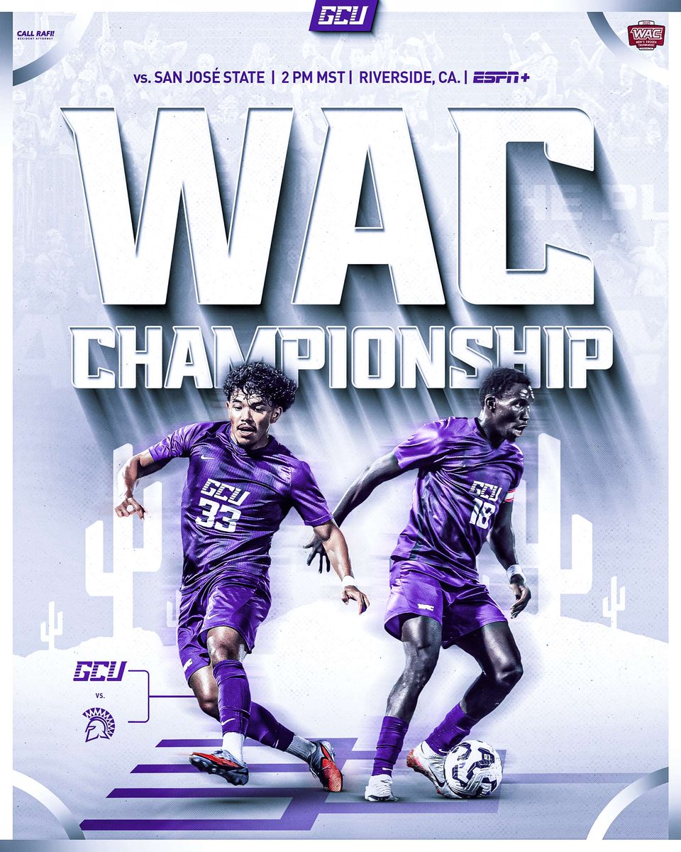 GCU_MSoccer's tweet image. The WAC Tournament title game 🏆

🆚 San José State
📍 Riverside, Calif. 
⏰ 2 PM MST/1 PM PT
📊 stats.statbroadcast.com/statmonitr/?id…
💻 espn.com/watch/player/_…