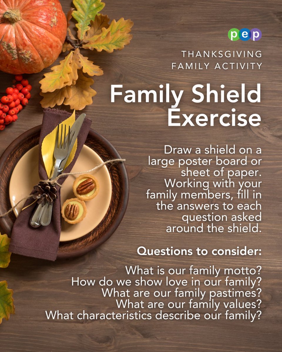As Thanksgiving approaches — remember kids are watching how we listen, speak, &amp; connect at the table.

The Family Shield Exercise is a simple way to reflect on who you are as a family and strengthen your sense of belonging.🛡️

Save this post and try it with your family!