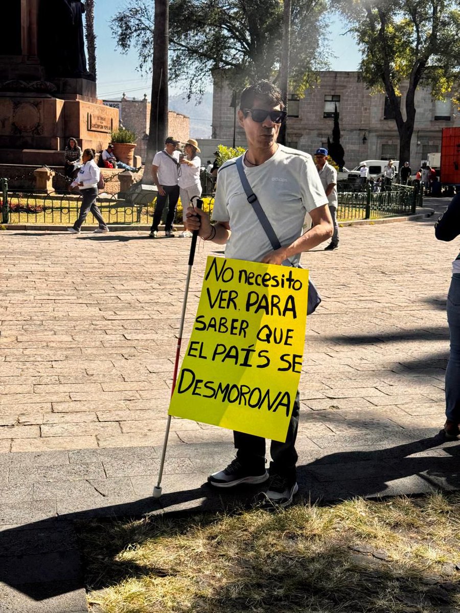Lo dice todo
La imagen fue captada por Paco Durán previo al inicio de la #MarchaNacional en #Morelia 
Coincido, emocionado, con el mensaje 
Lo que pasa,hasta los que no miran, lo pueden ver