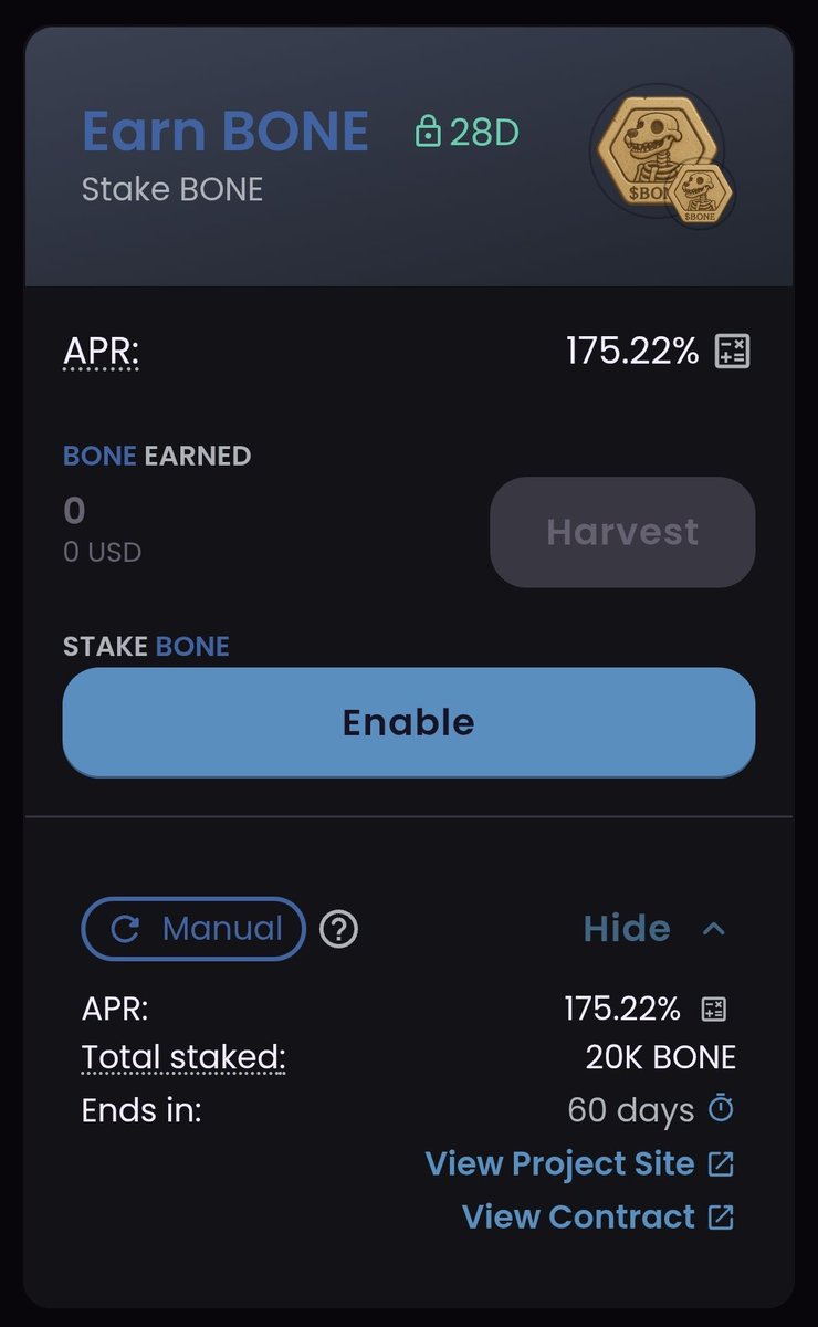 Our new $BONE staking pool is live on <a href="/ObsidianSwap/">ObsidianSwap | SWAP. CLAIM. WIN!!</a>!

Get in now while it's high APR 175% 🔥🔥

obsidian.finance/crommunities/d…

DEXSCREENER: dexscreener.com/cronos/0x898cD…