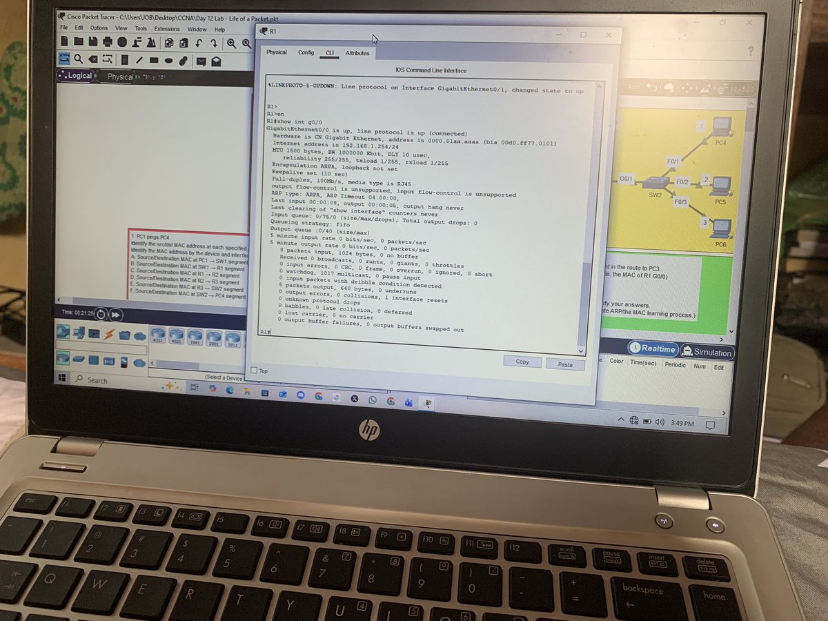 Romz_inc's tweet image. Day 13 of my #CCNA grind
Saw the life of a packet in action today
Source and destination IP stay the same
MAC changes at every hop
ARP finds the next hop
Routers rebuild the L2 header
Packet Tracer made the whole process digestible 
#Cisco #Networking
