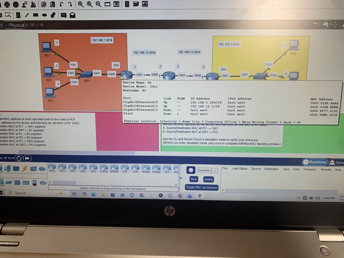 Romz_inc's tweet image. Day 13 of my #CCNA grind
Saw the life of a packet in action today
Source and destination IP stay the same
MAC changes at every hop
ARP finds the next hop
Routers rebuild the L2 header
Packet Tracer made the whole process digestible 
#Cisco #Networking