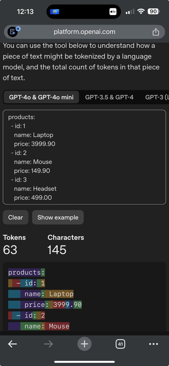 marktenenholtz's tweet image. yaml version is only 63 tokens. Am I missing something?