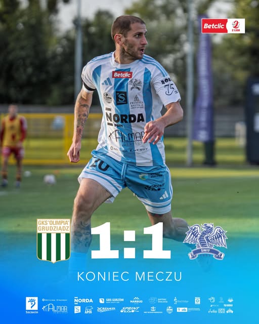 𝟐.𝐋𝐢𝐠𝐚: 𝐑𝐞𝐦𝐢𝐬𝐮𝐣𝐞𝐦𝐲 𝐰 𝐆𝐫𝐮𝐝𝐳𝐢𝐚̨𝐝𝐳𝐮 ➕1⃣

Niedosyt… to chyba najlepsze słowo. Było blisko, ale zabrakło koncentracji w końcówce i z pojedynku z wiceliderem z Grudziądza wracamy z punktem.

𝑫𝒛𝒊𝒆̨𝒌𝒊 𝒛𝒂 𝒘𝒂𝒍𝒌𝒆̨ 𝑺́𝒘𝒊𝒕𝒐𝒘𝒄𝒚! 📷📷📷
📷 koniec