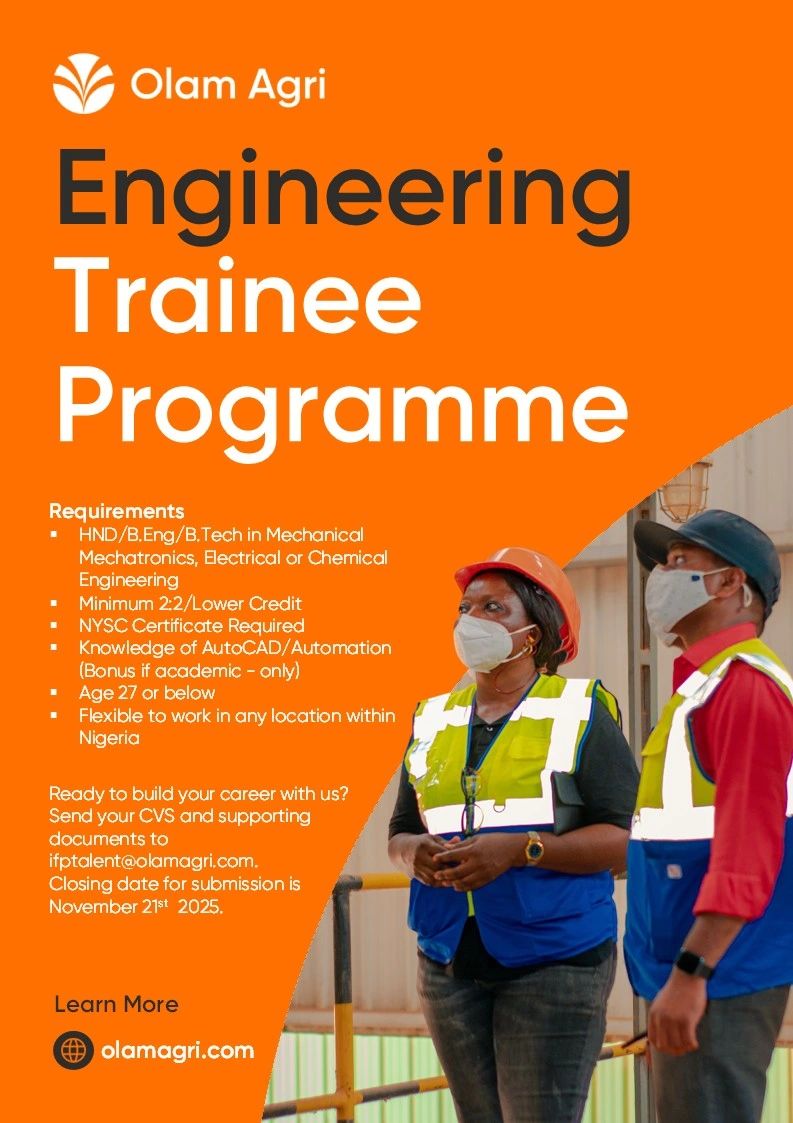 JobkonnectaNG's tweet image. Are you fresh out of school or meet the criteria listed and ready to join our team of vast experienced professionals to grow your career with us?

Location: Kaduna/Ilorin Site

Send in your application and relevant credentials to ifptalent@olamagri.com

#intern #Jobs