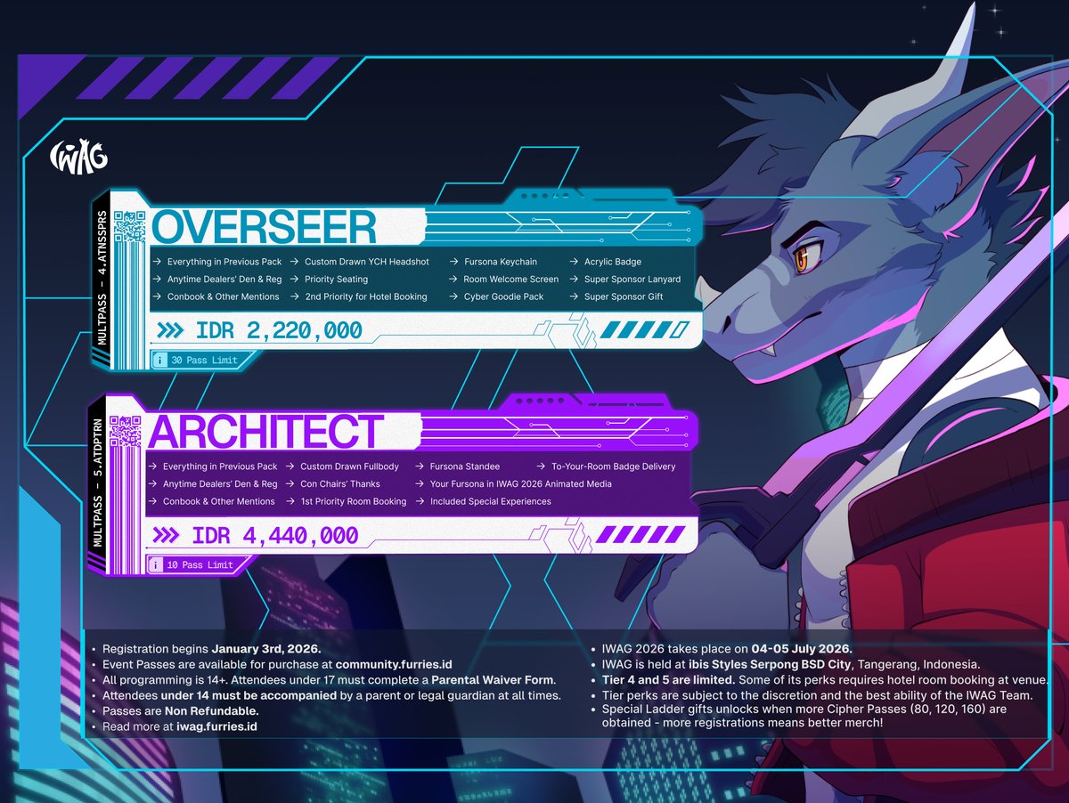 iwag_furs's tweet image. The hues of the neon-lit world where the digital and physical blur is soon yours to conquer on January 3, 2026.

Choose your adventure through these Electric Dreams with five supercharged tiers, each equipped with powers and perks that would set the course of your adventure.