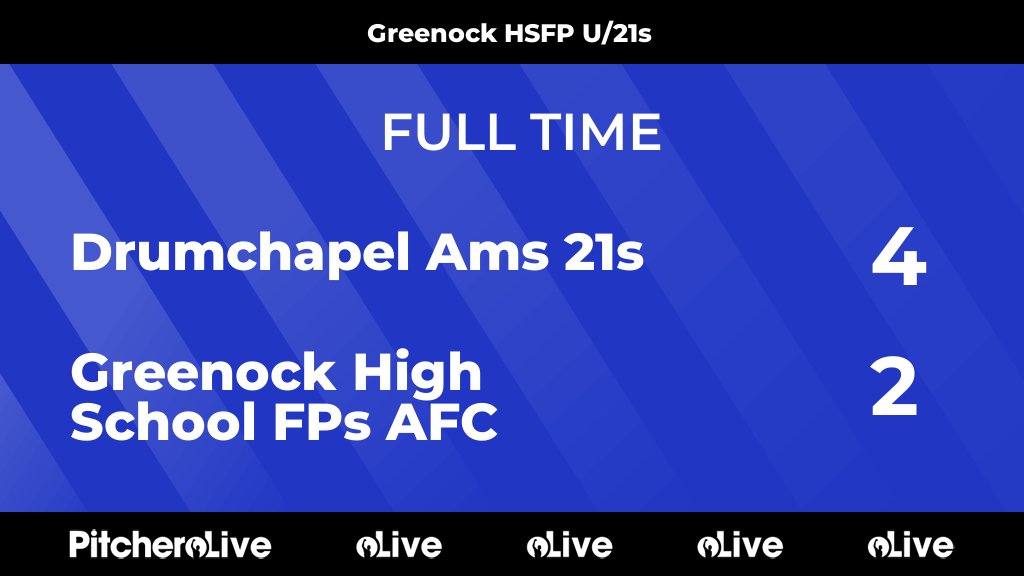 FULL TIME: Drumchapel Ams 21s 4 - 2 Greenock High School FPs AFC
#DRUGRE #Pitchero
pitchero.com/clubs/greenock…