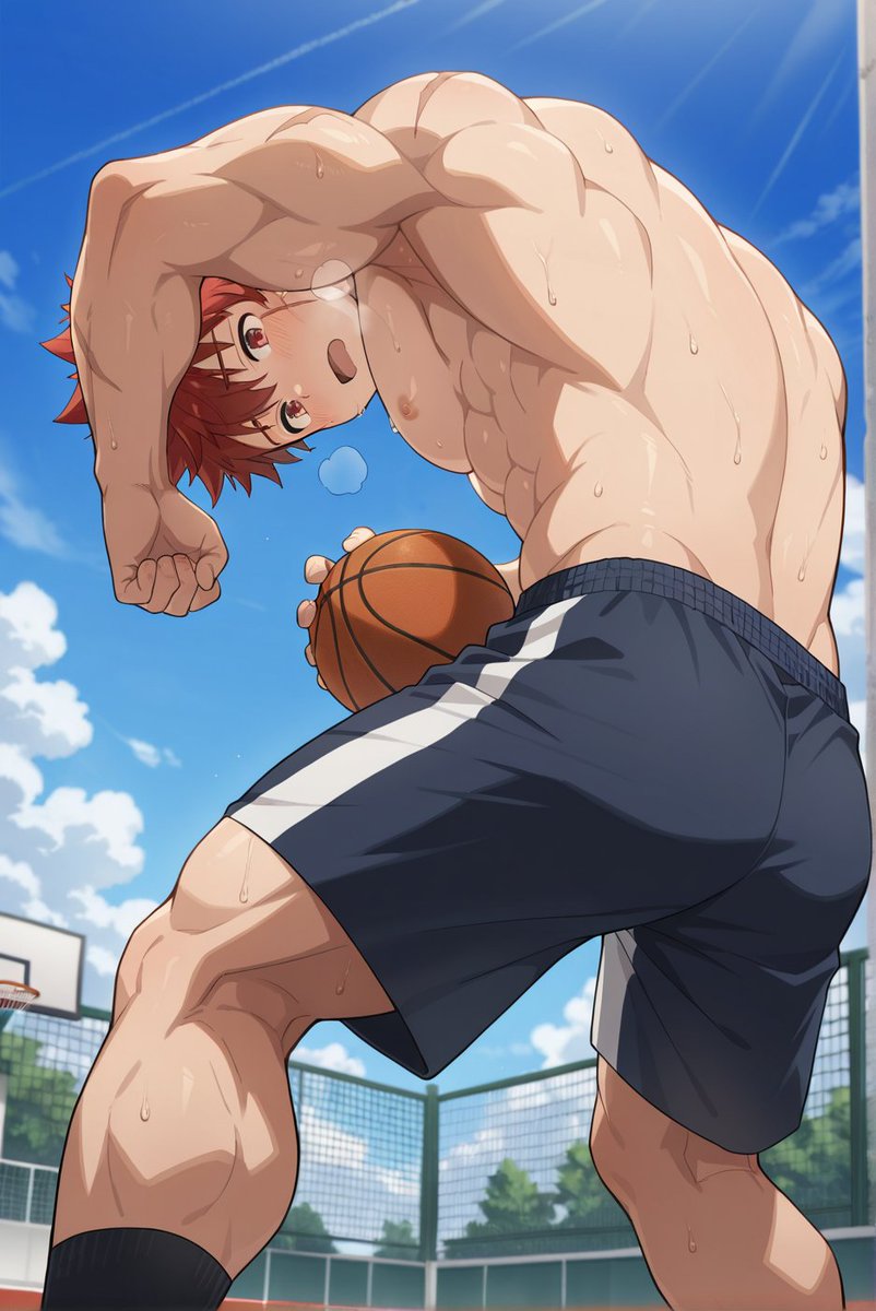 Hello 🤗 hope you have a good day 😁 

Following up on the shirtless athletes with Taiyo as a pretty big basketball player 😉

Hope you'll like it ☺️