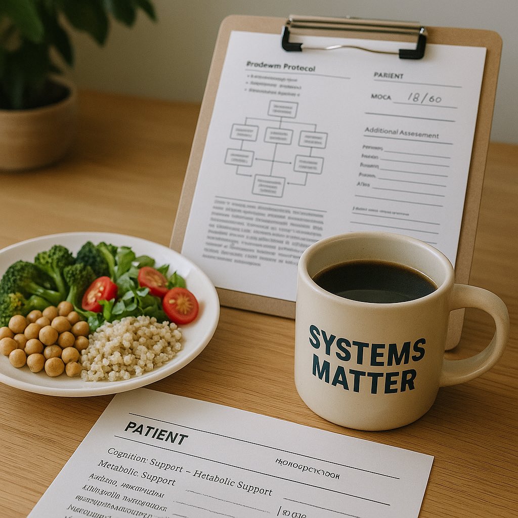 Saturday morning in the clinic: reviewing a Bredesen map for a client with metabolic syndrome and memory issues. It reminds me how integrative medicine is less about treating “disease” and more about restoring systems. This work takes time—but the transformations are real.