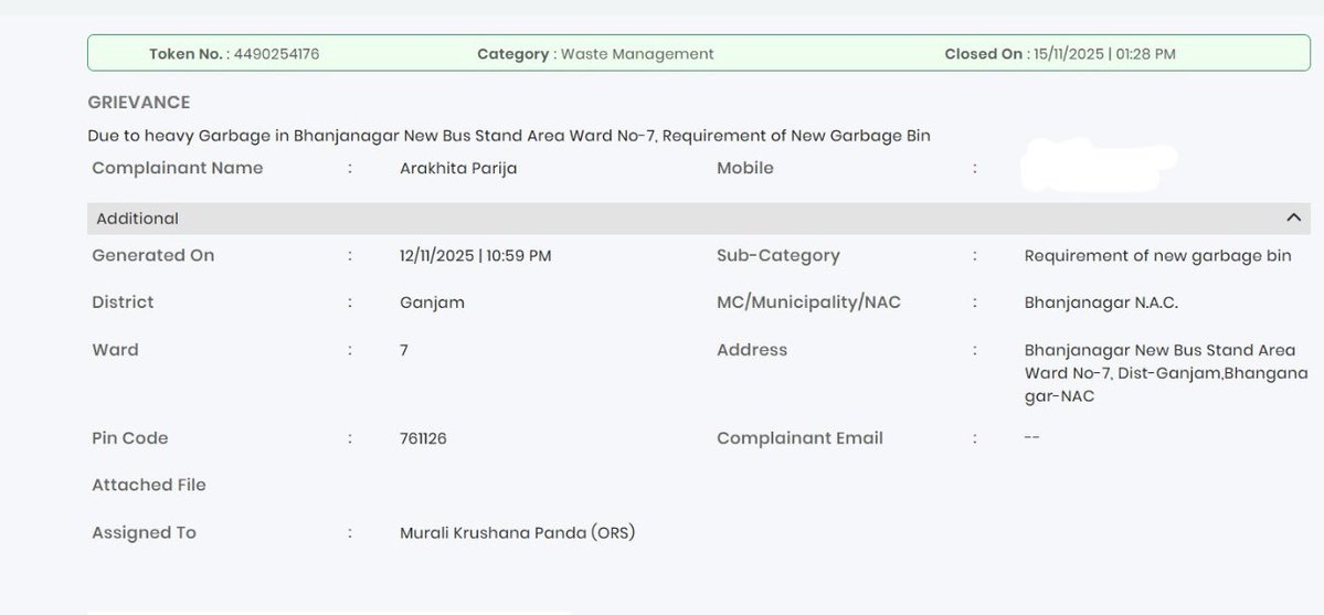 BSCL_BBSR's tweet image. A grievance from Bhanjanagar N.A.C was efficiently resolved through Sahara Sathi 1929, Odisha’s 24×7 citizen helpline.
#SaharaSathi1929 #CitizenFirst