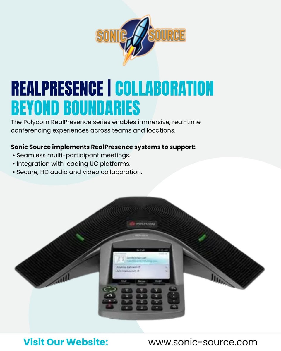 SourceSoni25436's tweet image. Meet, connect, and collaborate like never before.
Sonic Source delivers Polycom RealPresence solutions that transform conference calls into real conversations.
High-definition clarity. Real-world productivity.
.
.
.
.
#sonicsource #polycomrealpresence #videoconferencing