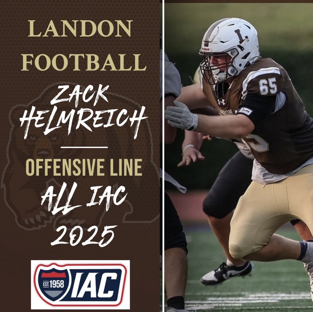 ZHelmreich's tweet photo. Thankful to be selected as an All IAC Offensive Lineman for this season!

@coach_padalino @LandonVFootball @fatboysoline @EdOBrienCFB @tdhald @sixstarfootball @PrepRedzoneMD @RivalsCamp @adamgorney @youareathlete @UANextFootball