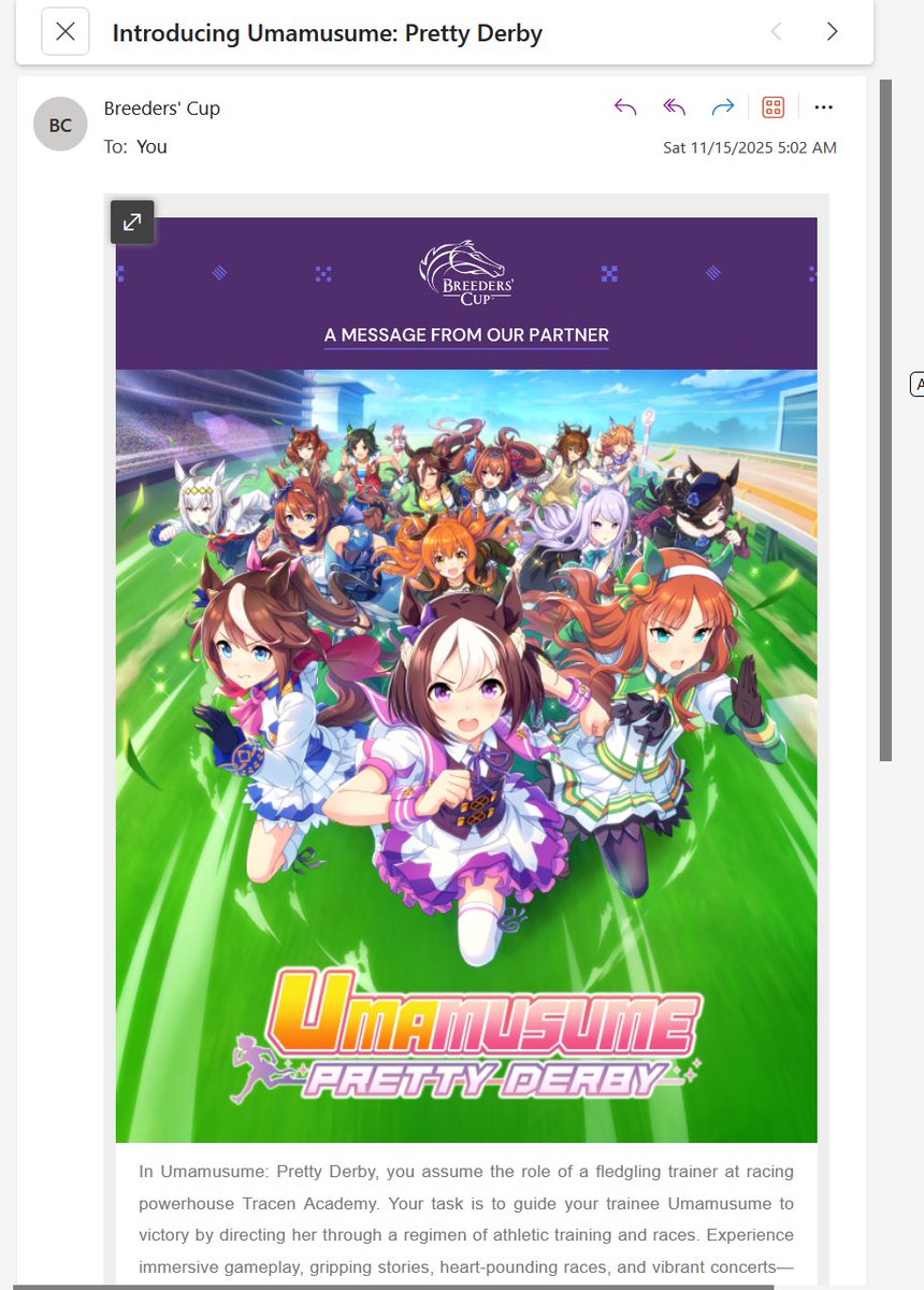 Apparently the previous sponsorship wasnt clear enough so they just sent Uma to all the horse racing fans directly