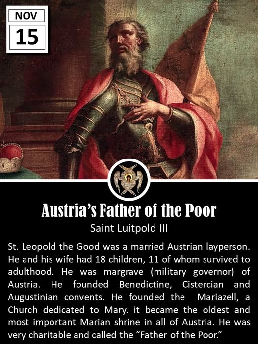 Saint Liutpold III, known in English as Saint Leopold III and revered as "Leopold the Good," stands as one of the most venerated figures in Austrian history. Born around 1073 in the Babenberg family castle near Melk, Austria, Liutpold was the son of Margrave Leopold II and a