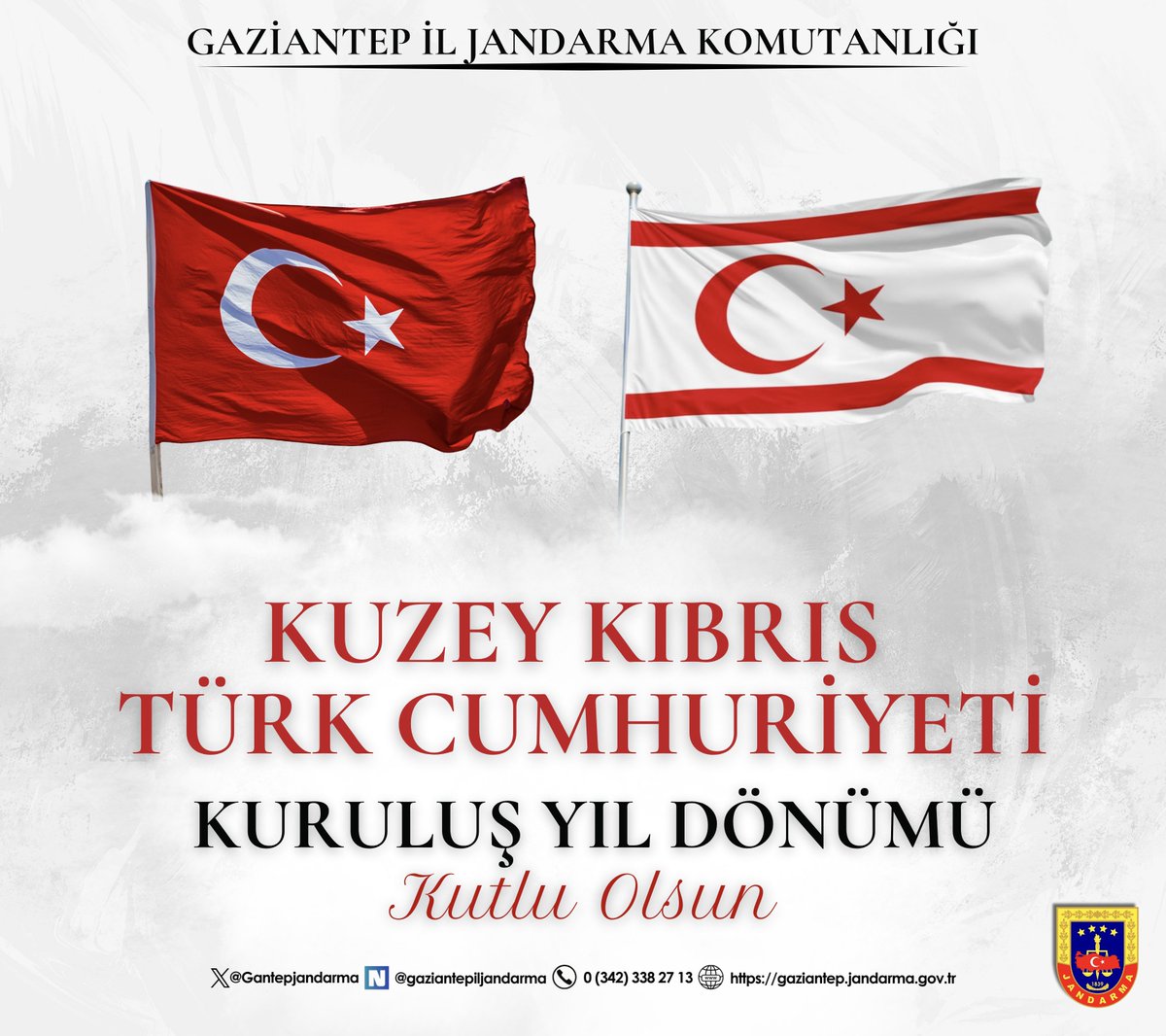 Kuzey Kıbrıs Türk Cumhuriyeti'nin 42. Kuruluş Yıl Dönümü Kutlu Olsun.

Bu Uğurda Canlarını Feda Eden Aziz Şehitlerimizi ve Kahraman Gazilerimizi Saygı, Rahmet ve Minnetle Anıyoruz. 

🗓️15 Kasım 1983