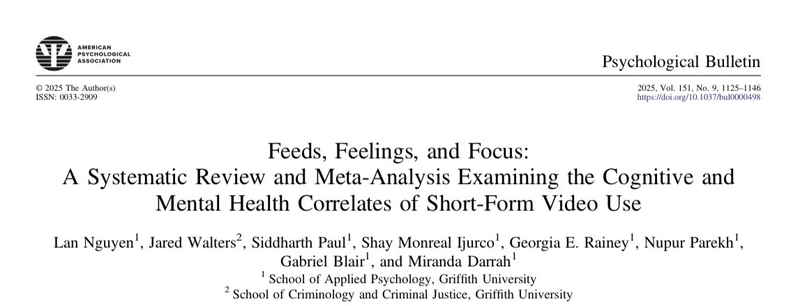 📱⚡ Cuanto MÁS cortos son los vídeos que consumes (TikTok, Reels, Shorts), PEOR funciona tu cerebro.

🖐🏻Hilo de un nuevo metaanálisis (98.299 personas) 👇🏻