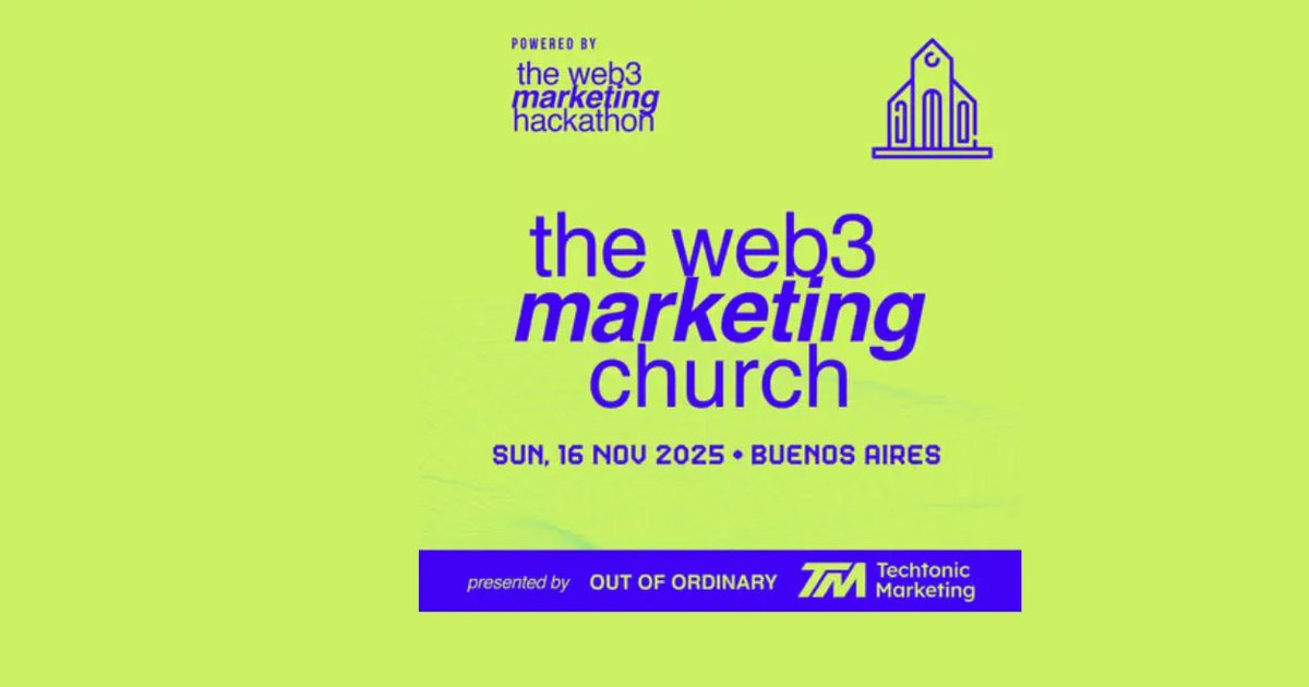 Olivia1492368's tweet image. Web3 Marketing Church 2025 is where Web3 leaders quietly gather to learn what the rest of the industry never notices. 
Are you ready to be in the room where influence is built?
 
Buenos Aires | Nov 16

#CoinpediaEvent #Web3 #Web3Event
events.coinpedia.org/web3-marketing…