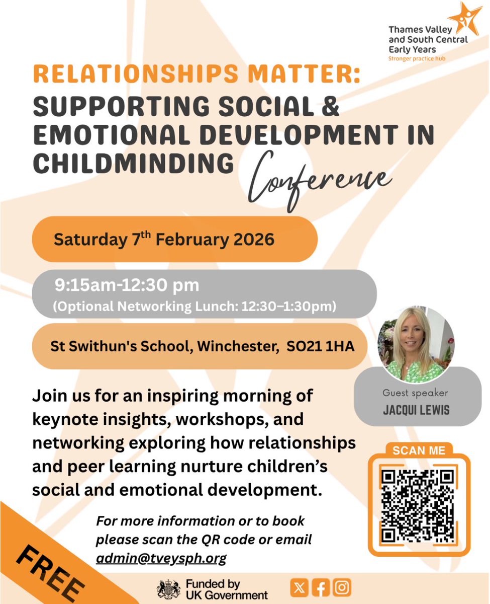 Our inspiring keynote speaker Jacqui Lewis will explore how childminders can harness the power of peer learning and nurture children’s social and emotional development. 

Book direct using this form: trybooking.com/uk/FNIH

#eyfs #childminders #earlyyears #psed #wellbeing