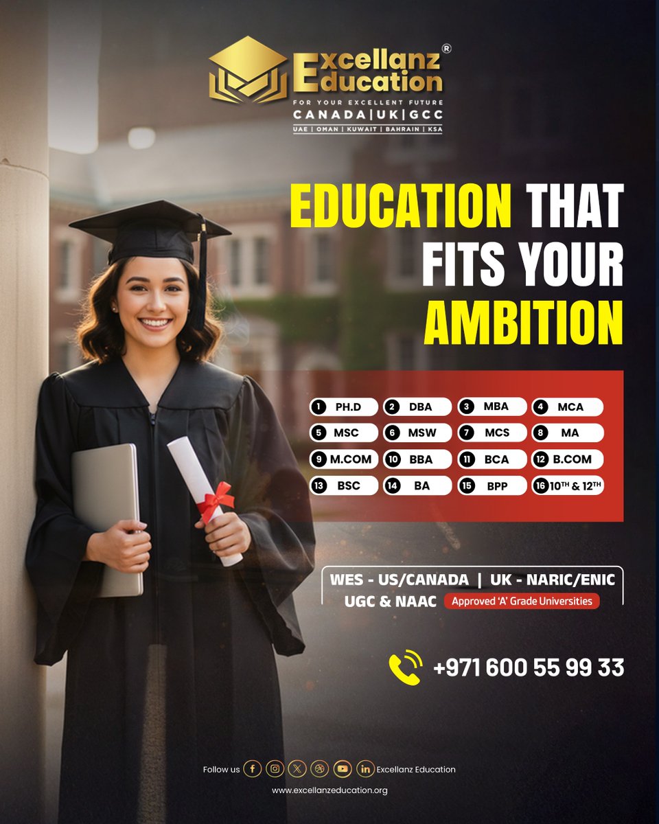 excellanzedu's tweet image. Your ambition deserves the right path.
✨ Get education that fits your ambition and takes you towards the success you envision.

For Course and Fee Details:
🌐 excellanzeducation.org
📲 Send HI to wa.me/971552459312