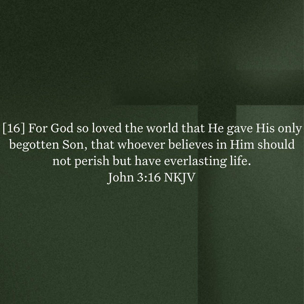 John 3:16 NKJV
[16] For God so loved the world that He gave His only begotten Son, that whoever believes in Him should not perish but have everlasting life.
