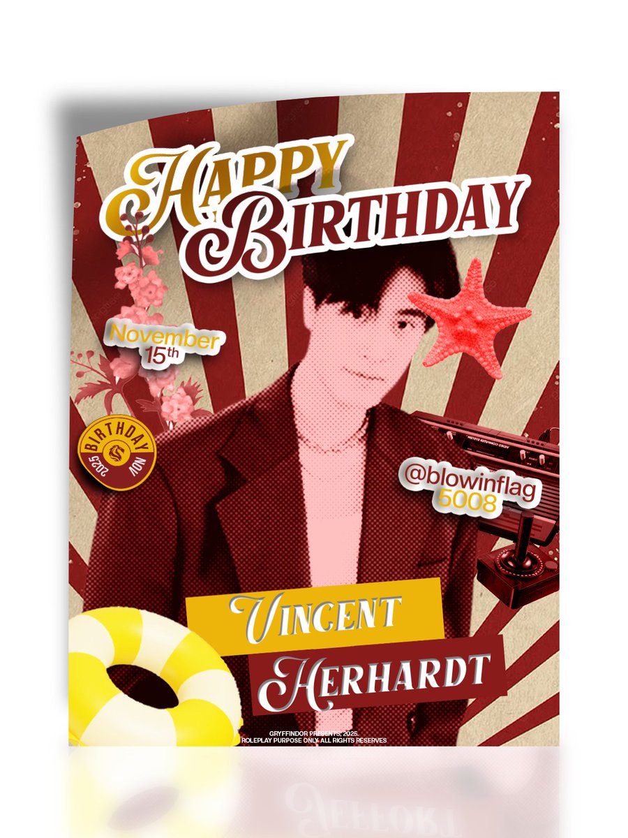 ㅤ 
𝐍𝐨𝐯𝐞𝐦𝐛𝐞𝐫 𝟏𝟓, 𝟐𝟎𝟐𝟓

On this special day, may your heart find quiet joy, your soul discover new light, and your path be filled with beautiful possibilities ahead.🎂

Happy Birthday, Vincent Herhardt (<a href="/blowinflag/">VINCENT.</a>) ! 🥳🎈
 ㅤ