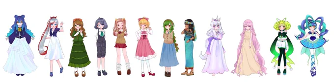 自キャ女の子組全員描けた ヒー