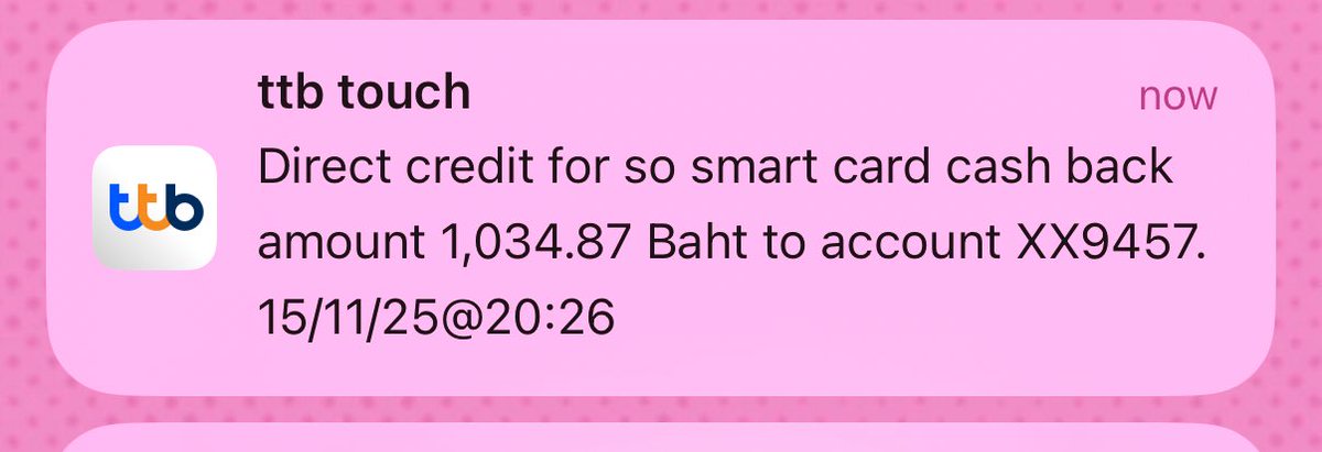 มีเพื่อนแนะนำให้สมัครบัตรเครดิต ttb so smart คือดีมากจิง ขอบอกต่อ🥺
กดแกรบ จ่ายค่าทางด่วน กดชอปปี้ ซื้อของเร้กน้อย กินข้าว คืนเงิน 1% เข้าบัญชีทุกรายการ 

เดือนก่อนใช้ไปแสนนึง ได้ cashback เงินเข้าบัญชีมาพันนึง คุ้มงะ ฟิน