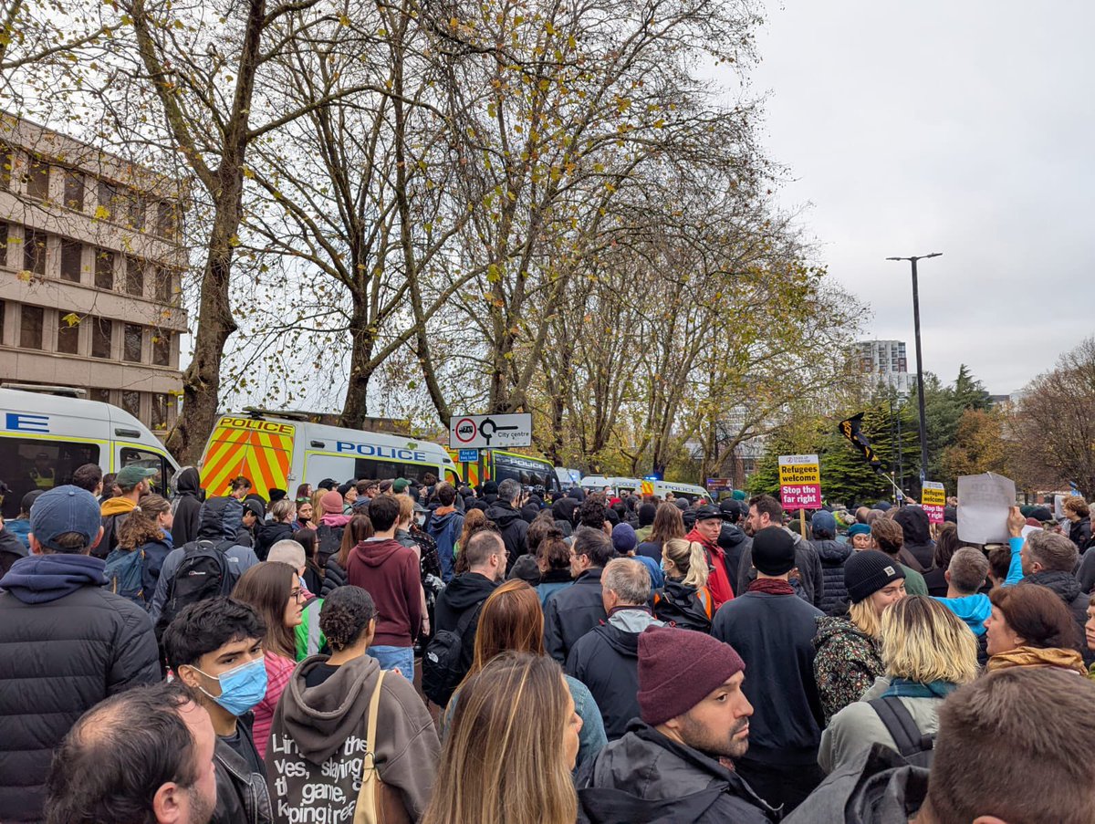 AntiRacismDay's tweet photo. Hundreds of antifascists in #Bristol taking on fascist UKIP &amp; Nick Tenconi now. 

#NoPasaran https://t.co/7RwrAyttEr