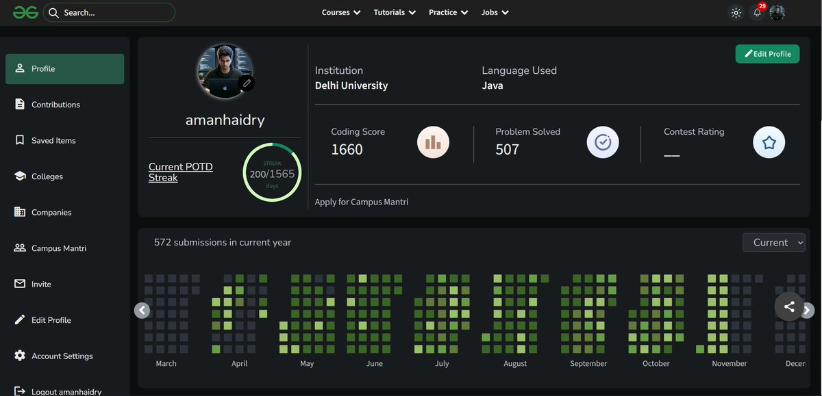 amanhaidry's tweet image. New Achievement Unlocked 🎉
200 Day Streak on @geeksforgeeks🎯
#geeksforgeeks #gfg #DataStructuresAndAlgorithms #DSA
